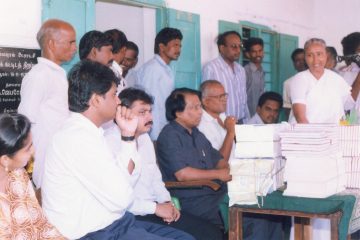 Steel benches were donated to Brammapuram High School on June 8, 1998, as part of GVDSP