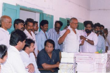 Steel benches were donated to Brammapuram High School on June 8, 1998, as part of GVDSP