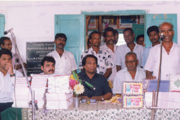 Steel benches were donated to Brammapuram High School on June 8, 1998, as part of GVDSP