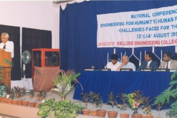 A National Conference on "Engineering for Humanities and Human Factors" was held at VEC college on August 13-14, 1998, with Chief Guest Mr. S. Rame Gowda, Chairman of AICTE.