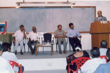 Photos were taken during a lecture held at VCR Memorial Hall on February 15, 1998.