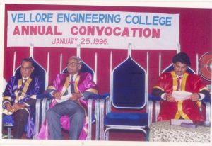 Dr. M. Anandakrishnan, Vice Chancellor of Anna University, graced the annual convocation of Vellore Engineering College in 1996 as the guest of honor.