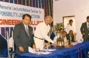 The Dr. Channa Reddy Auditorium was inaugurated at Vellore Engineering College on February 9, 1997, with Professor Madhu Dandavate, Deputy Chairman of the Planning Commission, gracing the occasion as the chief guest.