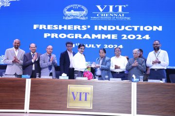 Welcoming Chief Guest Dr. Irai Anbu IAS for the Second Day Freshers' Induction Programme.