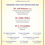 22nd July Freshers' Induction Programme Invitation