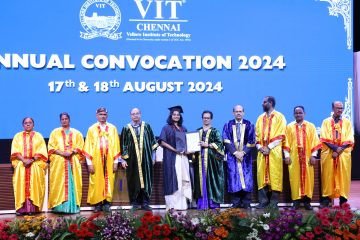 Graduands getting degree certificates from dr. kanchana bhaaskaran  in day 2 of convocation 18th august 2024.