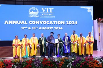 Graduands getting degree certificates from dr. kanchana bhaaskaran  in day 2 of convocation 18th august 2024.