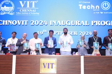 all esteemed dignitaries are holding the Technovit posters.