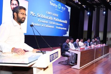 Mr. Sribharath Mathukumilli, given a speech on first day of technovit 2024 event.