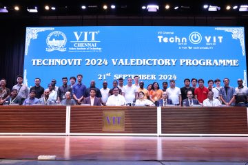 Chief Guest, Honorable Dr. T. R. B. Rajaa and Guest of Honour Smt. Imnanni DeepaVenkat taken a group photo with faculty coordinators and student coordinators.